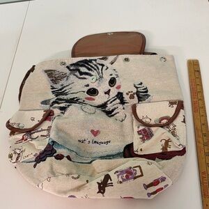 Cute Cat Print Canvas Bag